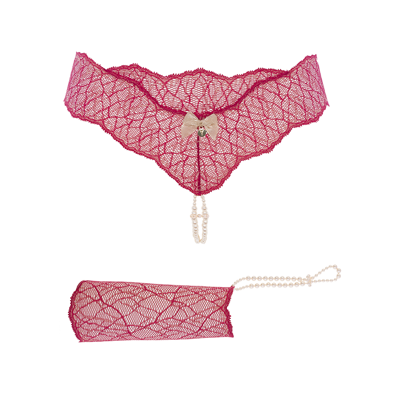 Sydney Double Strand Pearl Thong & Glove - Red